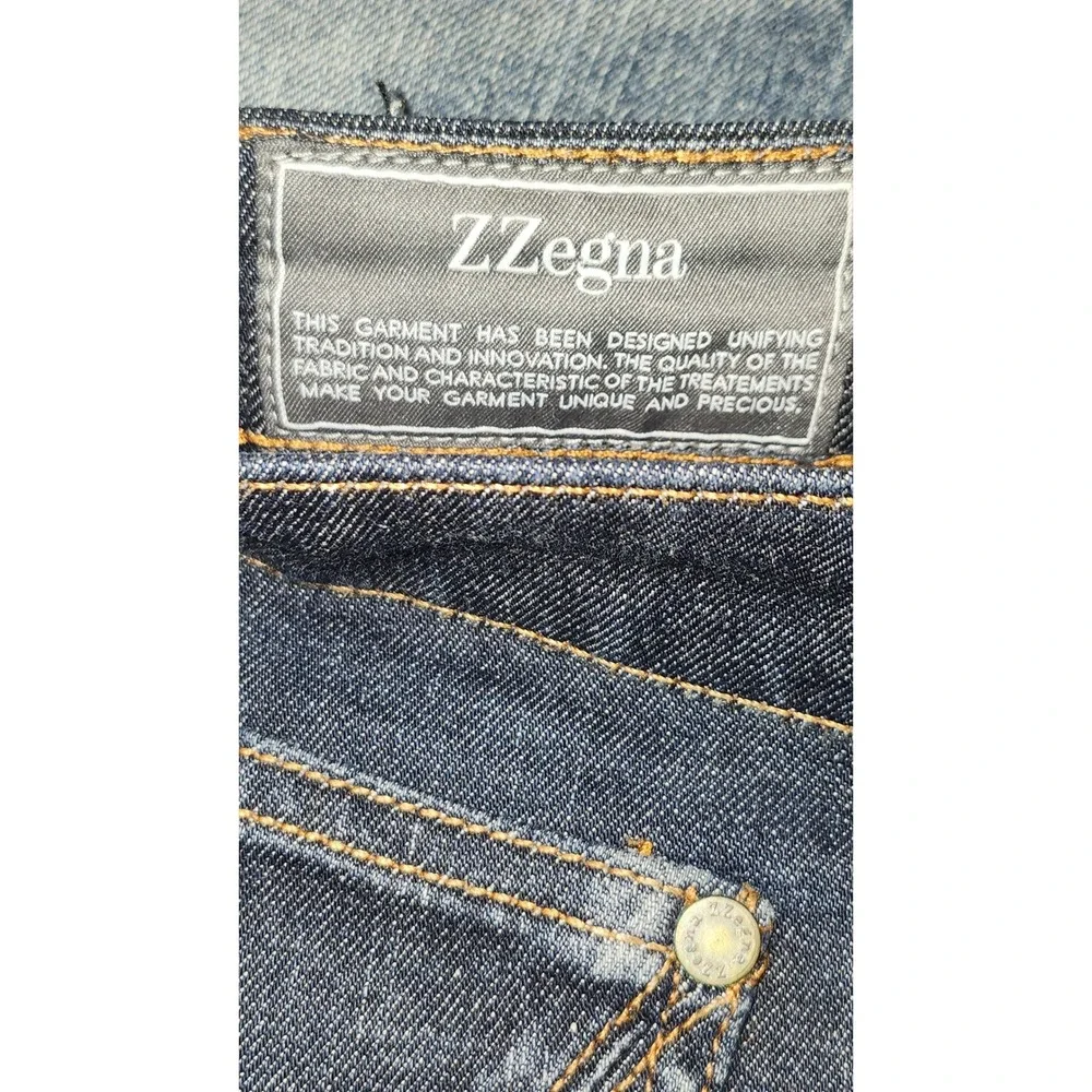 Z Zegna Mens Indigo Blue Straight Leg Stretch Denim Jeans Size 40x34 73ASC2